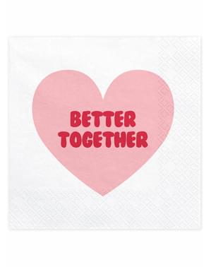 20 "Birlikte Daha İyi" Kalp Peçeteler Set - Valentine Collection