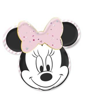 4 Minnie Mouse Yüz Şekilli Plakalı Set - Minnie Party Gem