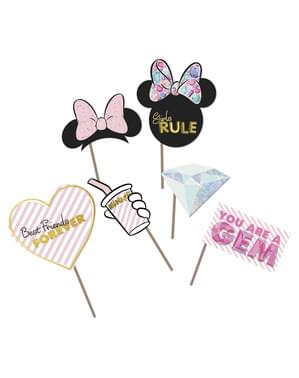 6 Minnie Mouse Photo Booth Rekvisitter - Minnie Party Gem