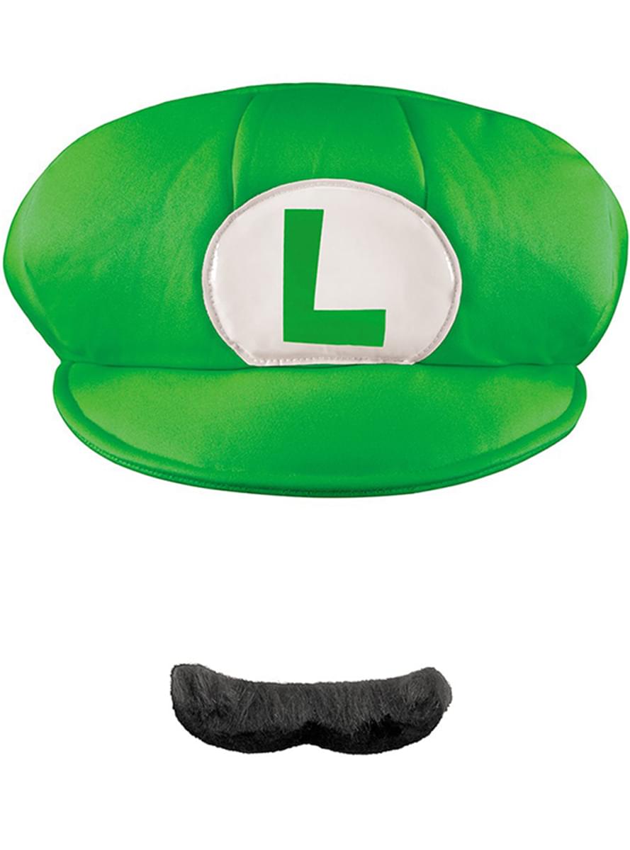 Luigi cap-mustache kit for adults