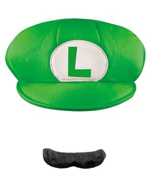 Luigi cap-mustache kit for adults