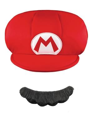 Kit boné-bigode Mario para menino