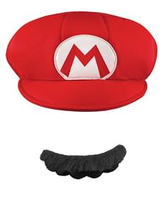 Kit chapéu-bigode Mario para adulto