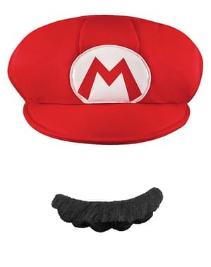 Kit boné-bigode Mario para adulto