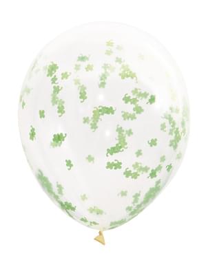 5 ballons en latex avec confettis trèfles