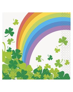 16 Serviettes en papier apéritifs avec trèfles et arc-en-ciel