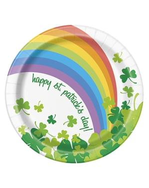 8 platos pequeños Happy St Patrick's Day con arcoíris (18 cm)