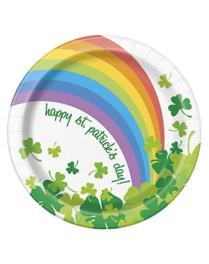 8 desserttallrikar Happy St Patrick's Day med regnbåge (18 cm)