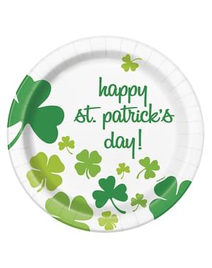 8 piatti con trifogli Happy St Patrick's Day (23 cm)