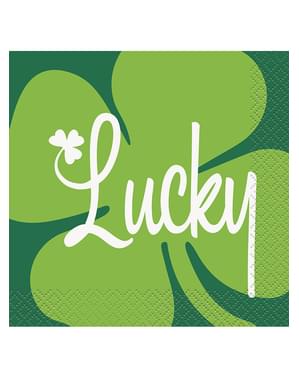 16 개의 녹색 클로버 스낵 냅킨 세트