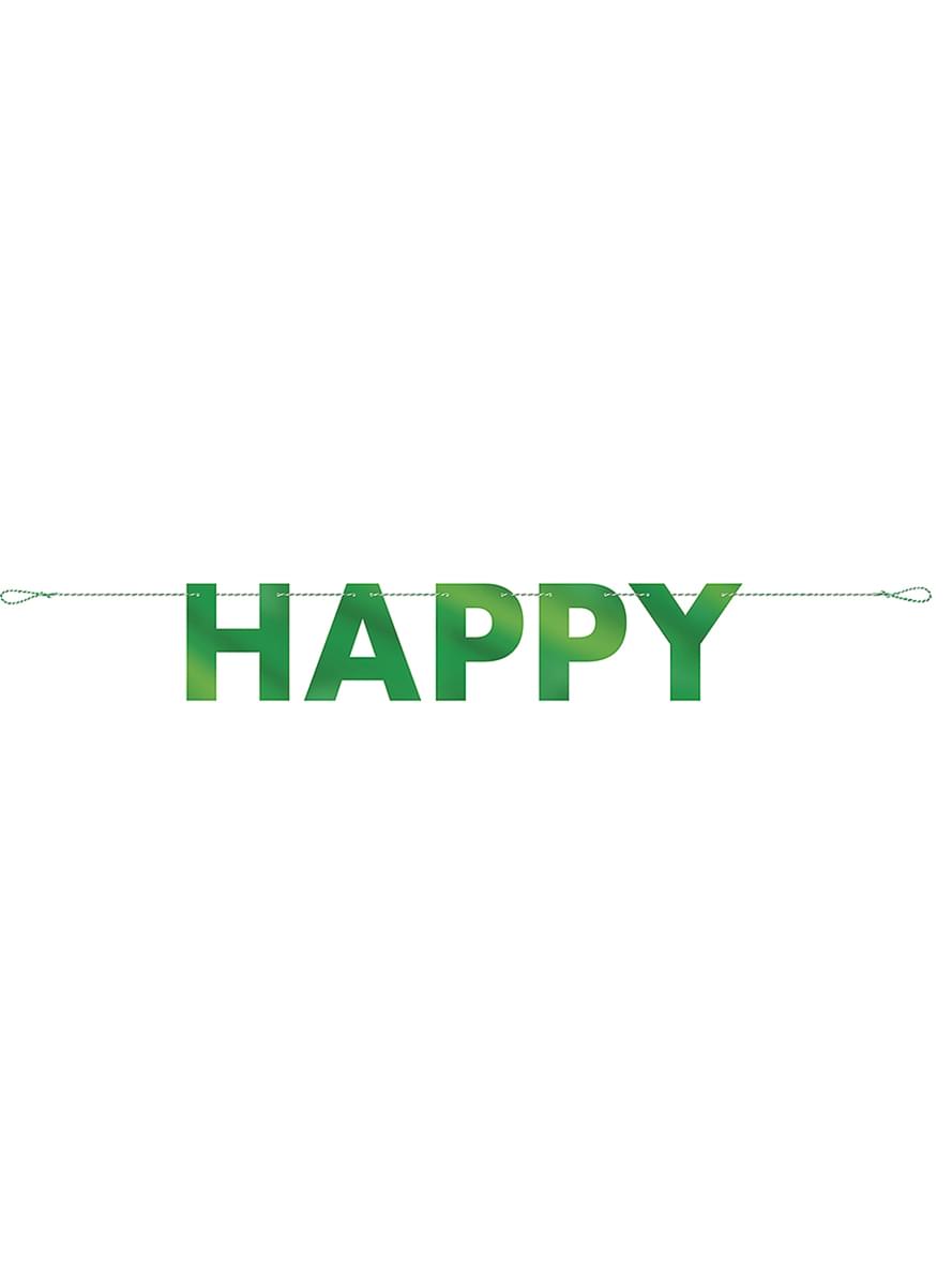 Guirlande Happy St Patrick's Day aluminium vert