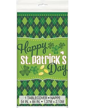 Happy St Patrick's Day checkered green tablecloth