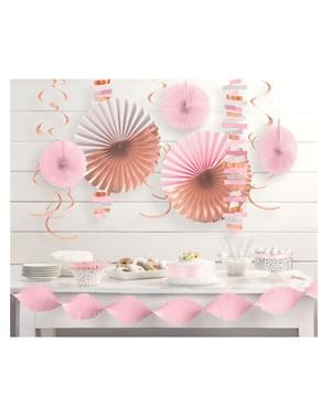 Conjunto de decoração de papel rosa pastel