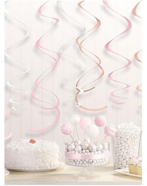 Комплект от 12 декоративни спирали в различни розово-златни тонове