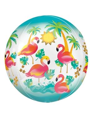 Balon din folie sferic cu flamingo hawaian