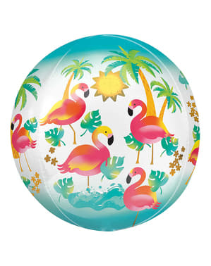 Kugleformet Hawaii flamingo folieballon