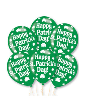 6 globos de látex verdes Happy St Patrick's Day (27,5 cm)