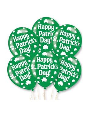 6 green latex Happy St Patrick's Day balloons (27,5 cm)