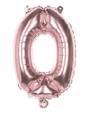 Rosaguld ballon nummer 0 der måler 36cm