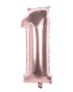 Balonek růžové zlato o rozměru 36 cm s číslem 1