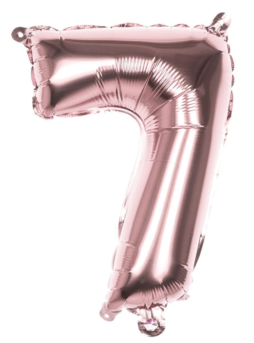 Balonek růžové zlato o rozměru 36 cm s číslem 7