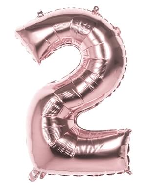 Balão número 2 Ouro Rosa 86cm