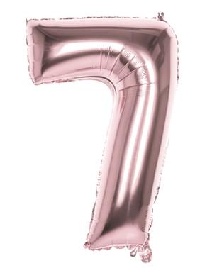 Balon numărul 7 Aur Roz 86cm