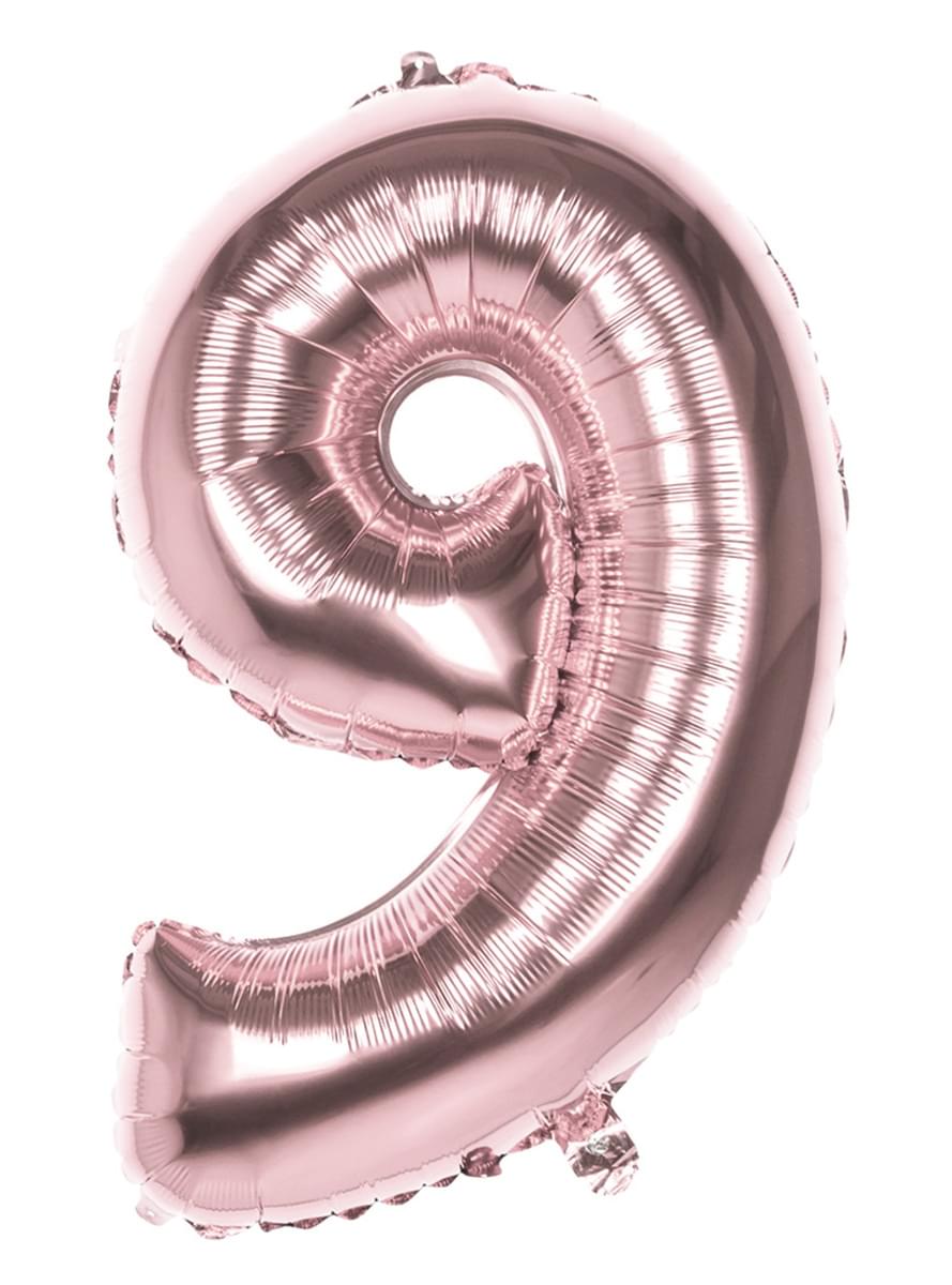 Balão número 9 Ouro Rosa 86cm