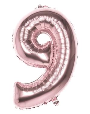 Ballong nummer 9 Roséguld 86cm