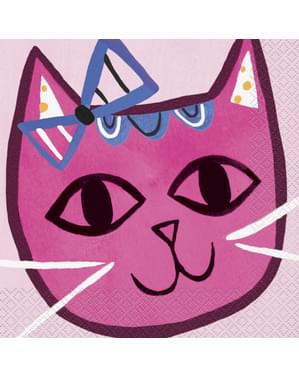 16 servetter (33x33 cm) - Rosa katter