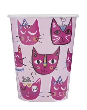 Set 8 gelas - Kucing pink