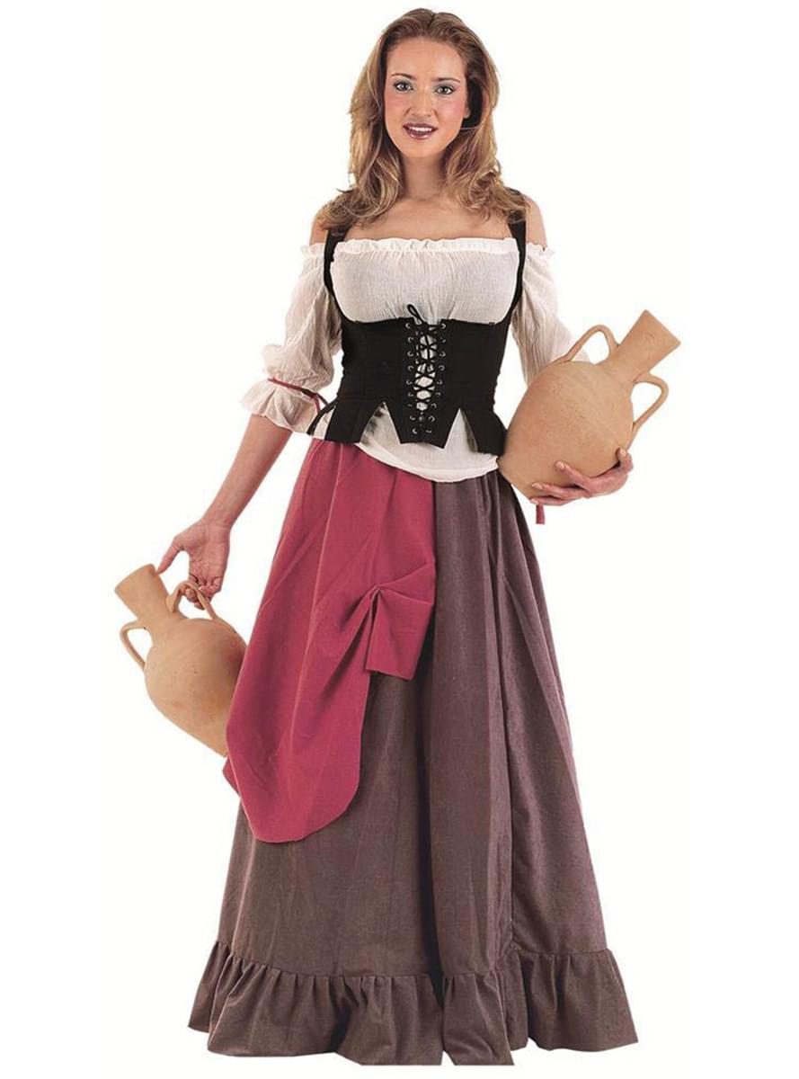 Medeltida Värdshusvärdinna Maskeraddräkt