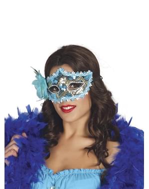 Masque bleu avec rose