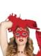 Shiny Red Masquerade Mask with Feathers