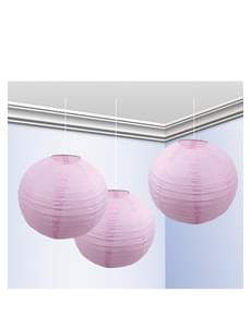 Pack de 3 fanaux 25 cm Rose Pastel