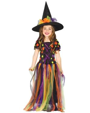 Kostium Czarownica w kolorowe grochy dla dziewczynki
