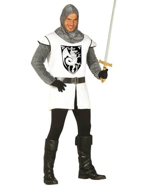 beli srednjeveški vitez kostum za moške