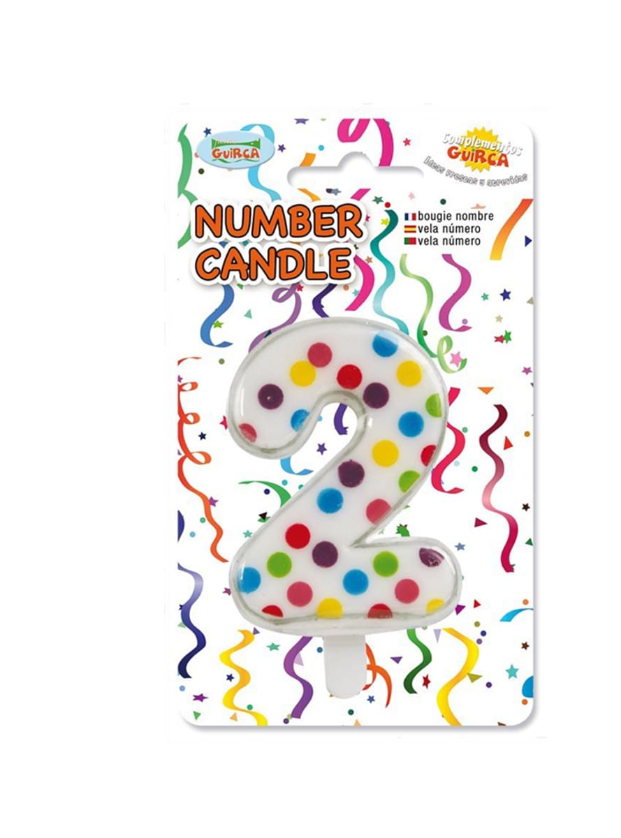 Vela de Cumpleaños Confeti Número 2