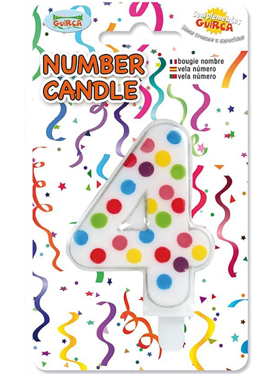 Vela de Aniversário Confete Número 4