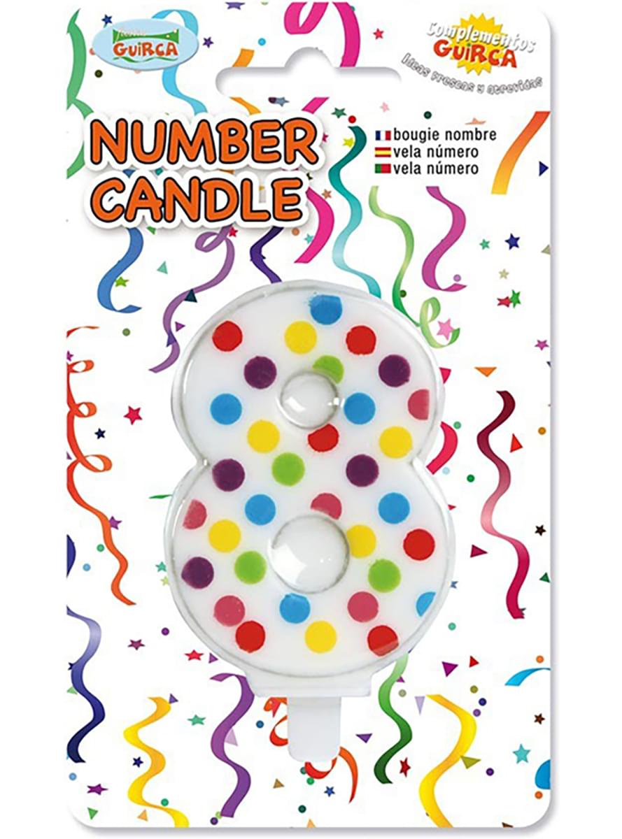 Vela de Aniversário Confete Número 8