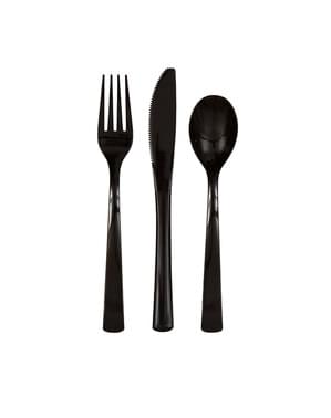 18-Piece Plastic Cutlery Set in Black
