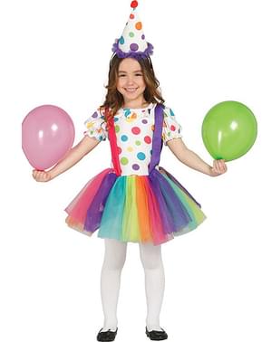 Déguisement de petit clown multicolore pour fille