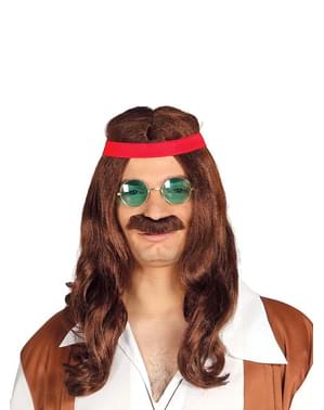 Perruque de hippie libéré avec moustache