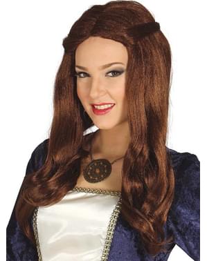 Bruine middeleeuwse vrouwen pruik