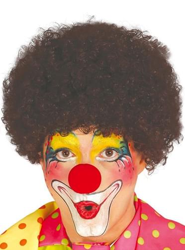 Peruca de palhaço castanha para homem