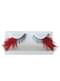 False Eyelashes with Red Feathers and Adhesive