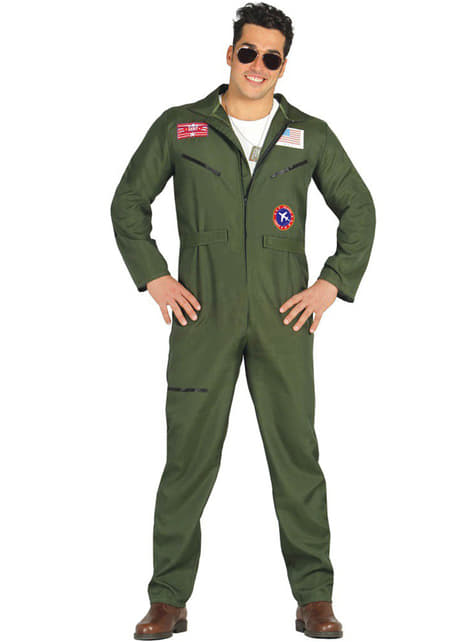 Mens Airline Pilot Costume Captain Aviator Suit Uniform Adult Fancy Dress Outfit