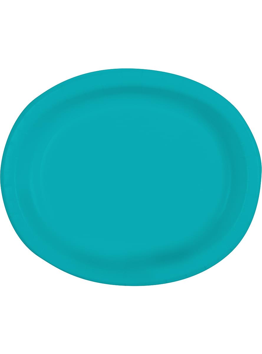 Набор из 8 аквамариновых овальных подносов - Basic Colours Line