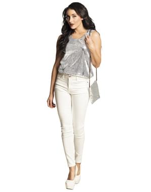 Silver sequins bag for women