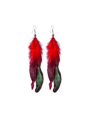 Boucles d’oreilles indien avec plumes marrons adulte